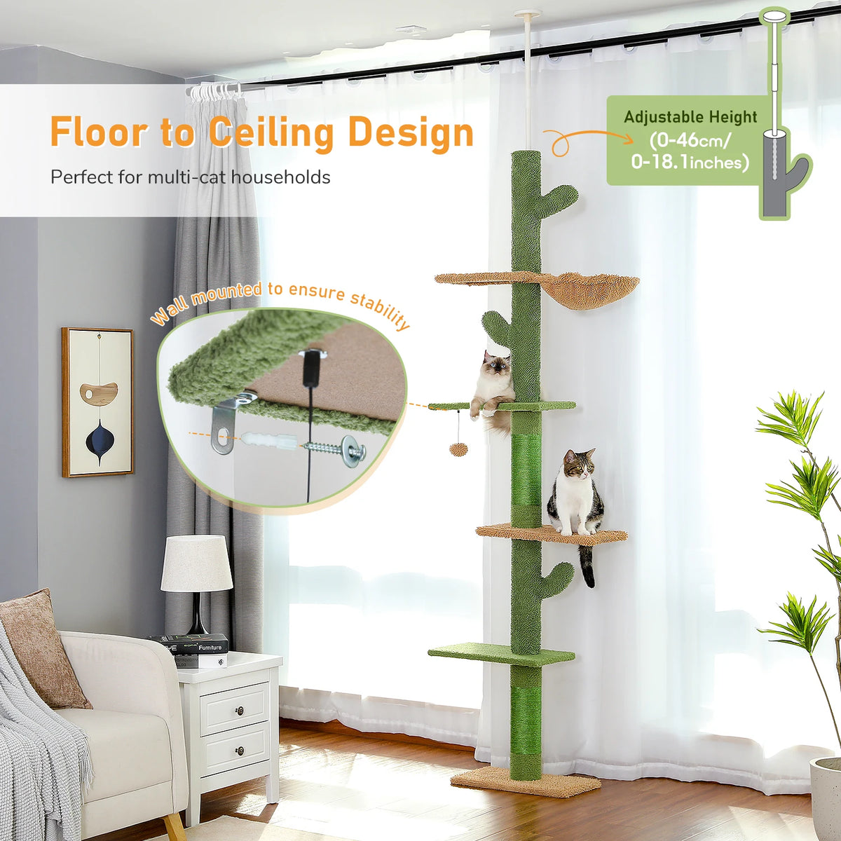 Arbre a chat XXL cactus sol-plafond