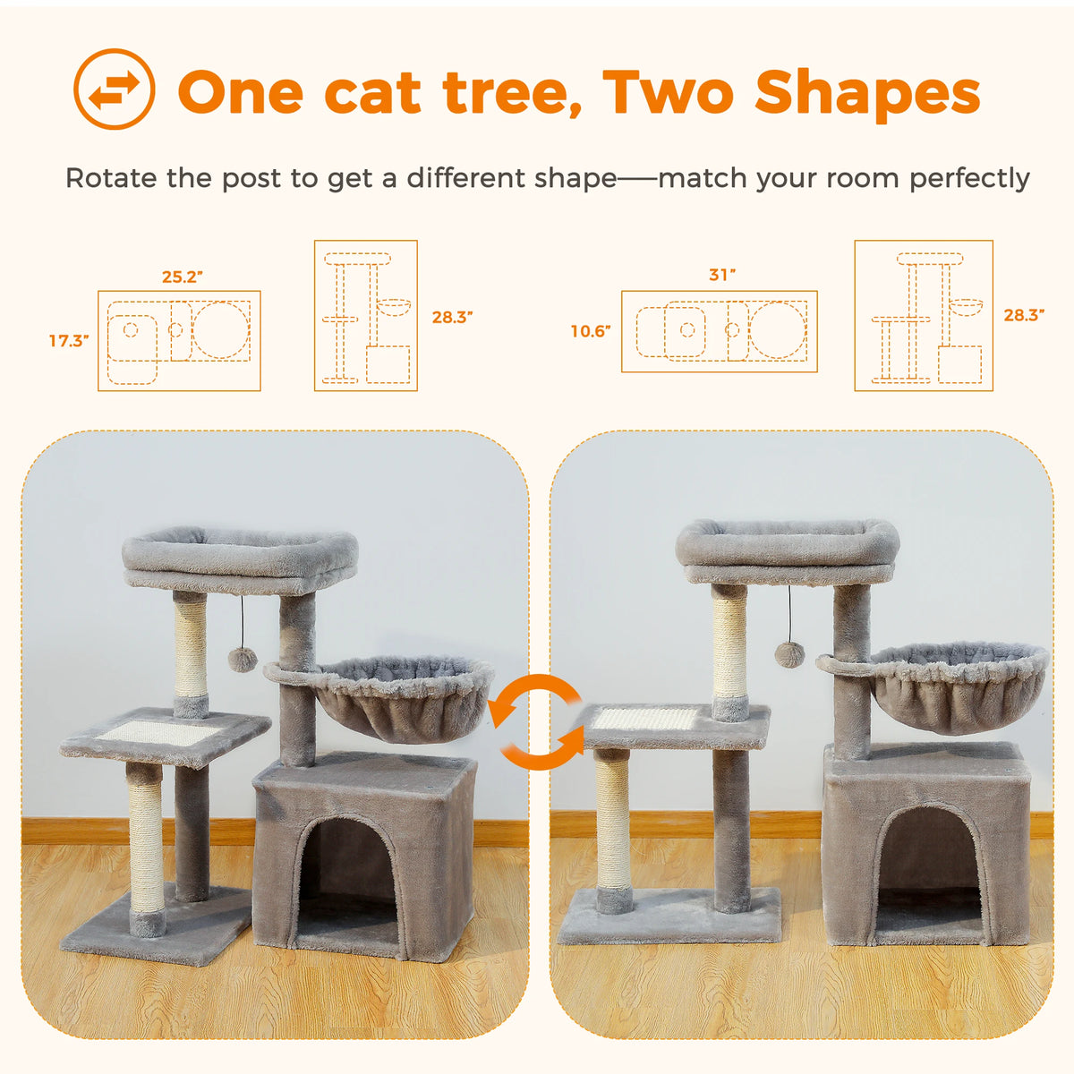 Petit arbre a chat 4-en-1 73 cm