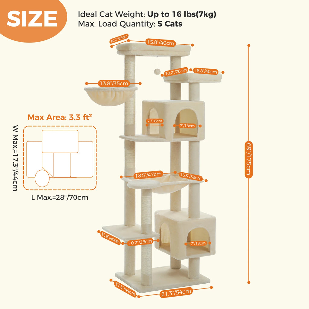 Arbre a chat XXL 175 cm 2 hamacs