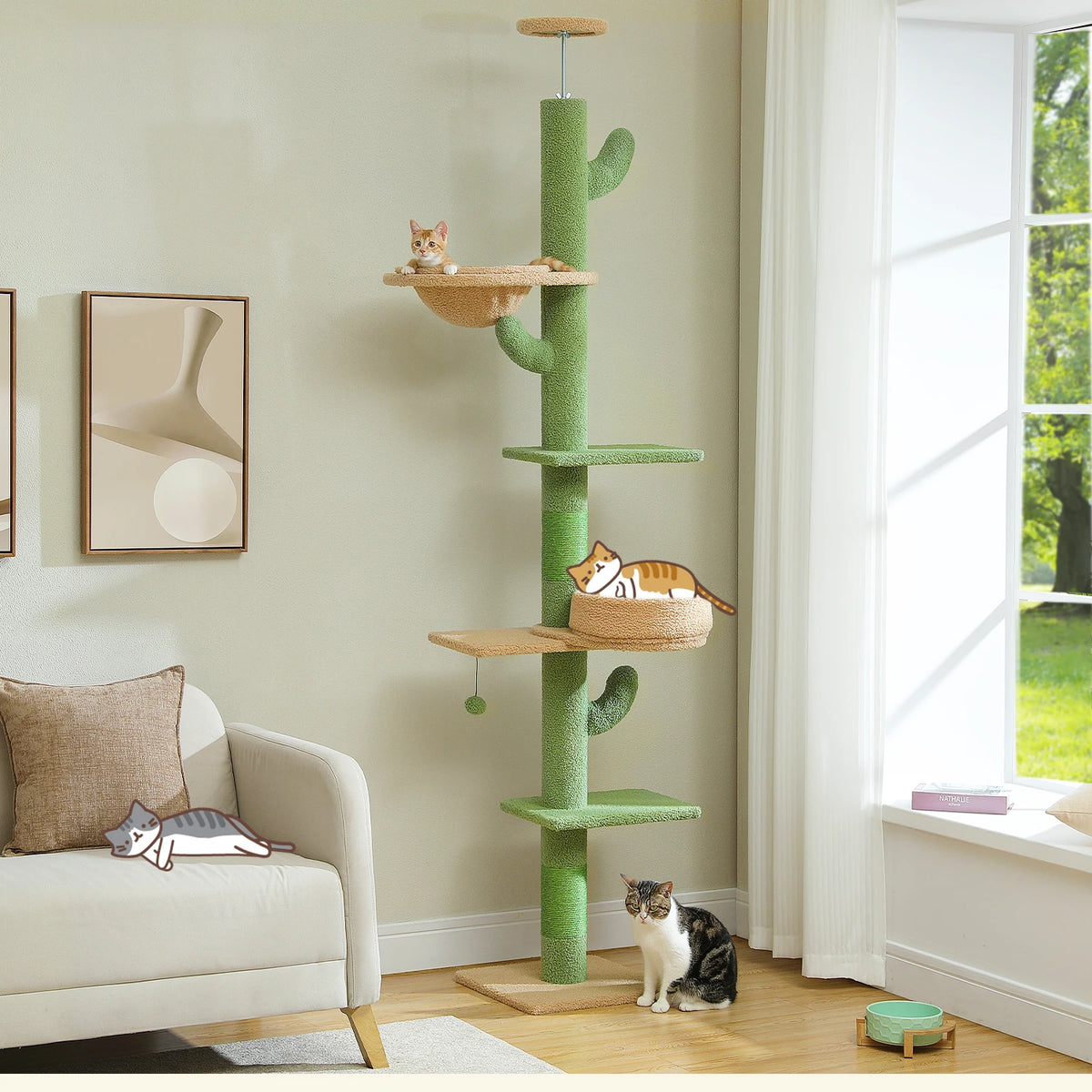 Arbre a chat XXL bois sol-plafond 210-274 cm