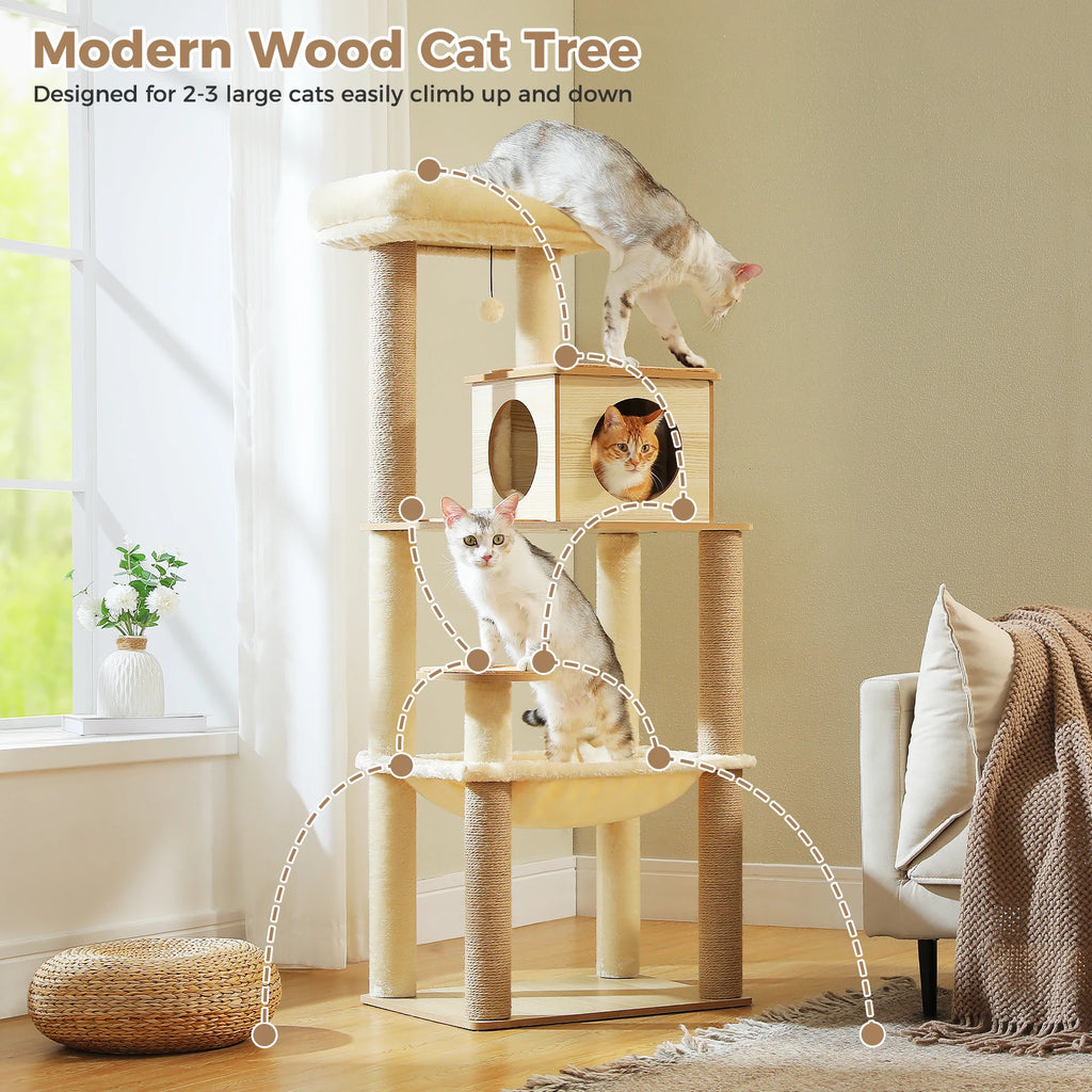 Arbre a chat en bois 143 cm